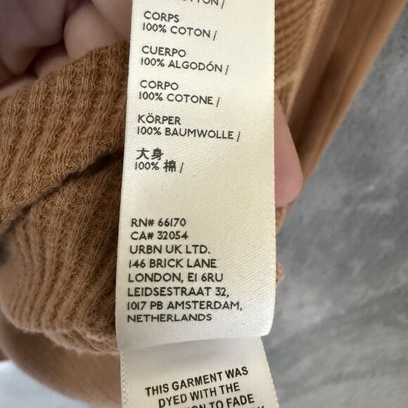 NWT Free People Hoodie XL Margo Bran Burnt Orange Waffle Knit Pullover V Neck - Picture 9 of 10